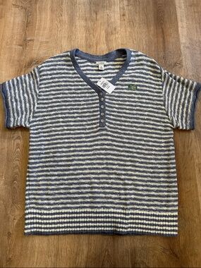 L.L. Bean Blue and White Striped Knit 100% Cotton NWT